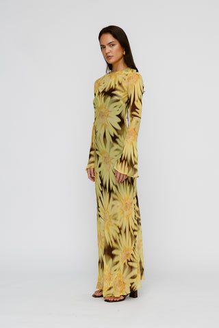 Lottie Maxi Dress - Chocolate Sunflower