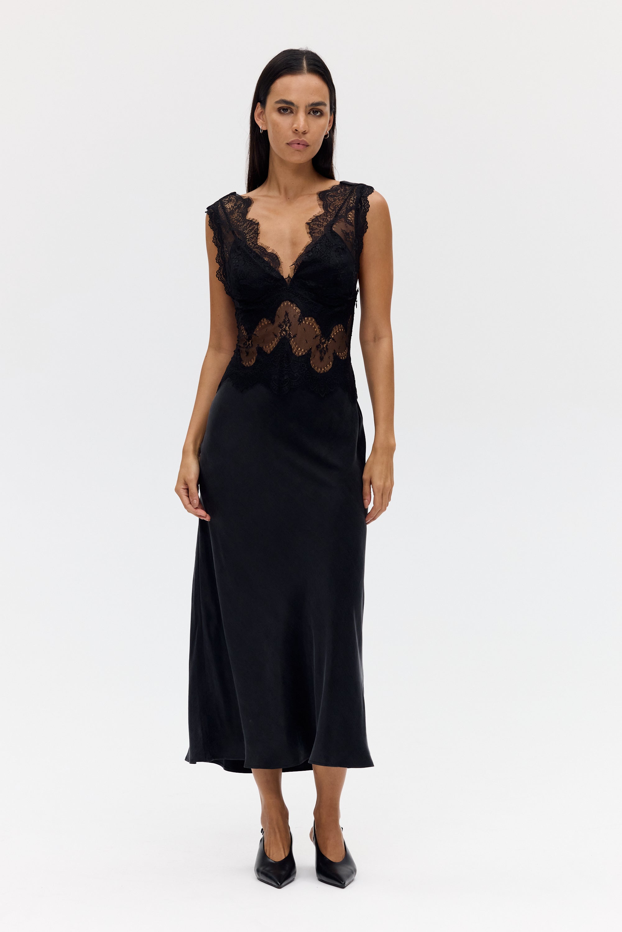 visions lace dress Rodeo Garmentory - Third Form Visions Lace Deep V Maxi Dress