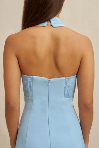 Lilian Halter Midi Dress - Blue Ivory