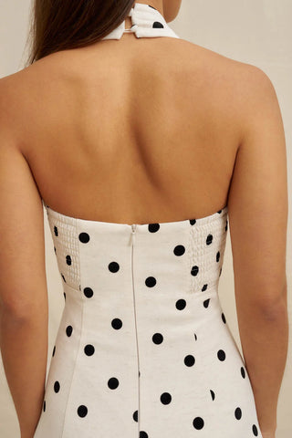 Florentina Polka Dress - Oat Black