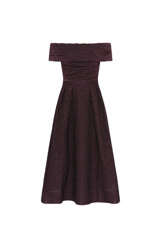 Adalyn Off The Shoulder Midi Dress - Blackberry