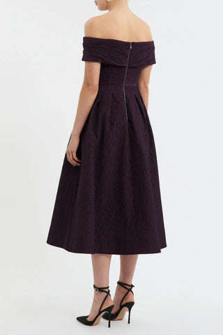 Adalyn Off The Shoulder Midi Dress - Blackberry