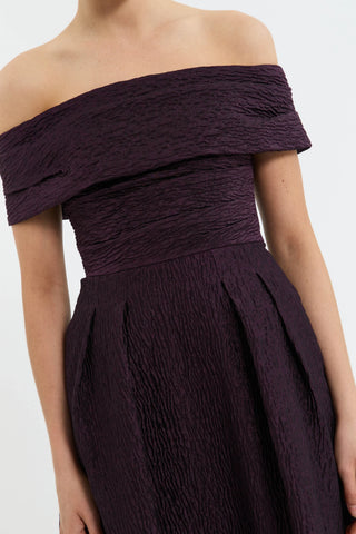 Adalyn Off The Shoulder Midi Dress - Blackberry