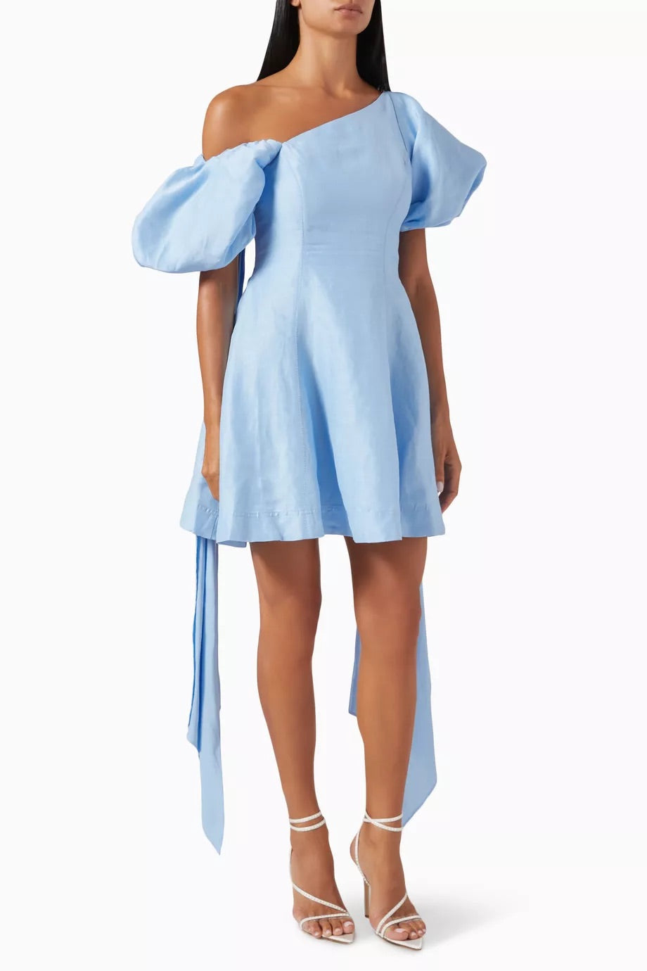 Aje Arista Tulip Sleeve Mini Dress Powder Blue - Main Image