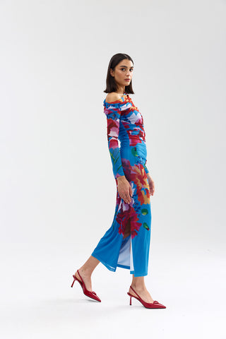 Long-Sleeve Sophie Mesh Dress - Luminous Papaya