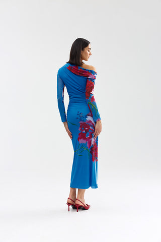 Long-Sleeve Sophie Mesh Dress - Luminous Papaya