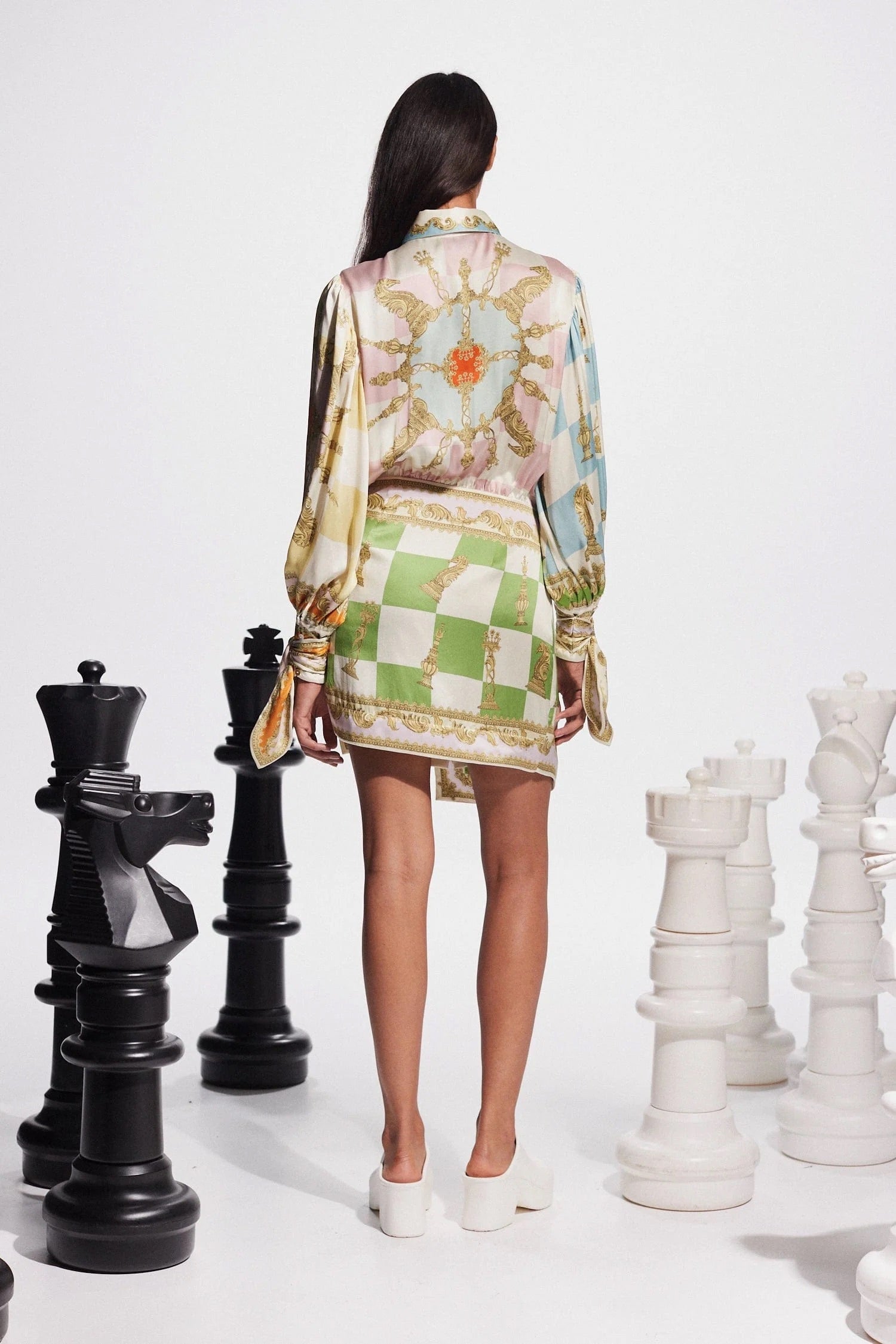 checkmate silk mini dress Alemais Checkmate Silk Mini Dress Multi Size 10