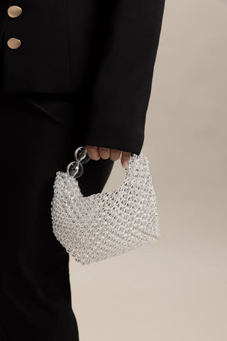 Avery Beaded Bag - Clear White