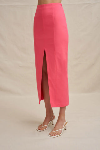 Chloe Shell Top & Midi Skirt - Coral Pink