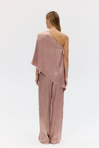 Crush One Shoulder Cape and Tailored Trouser - Dust