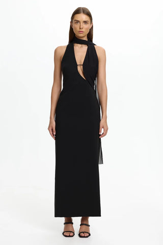 EDDA SCARF DRESS - BLACK