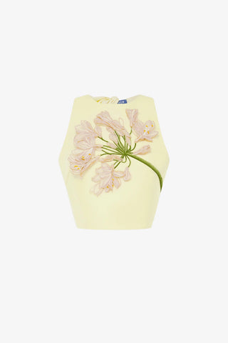 Ella Appliqué Bow Backless Top - Agapanthus Print