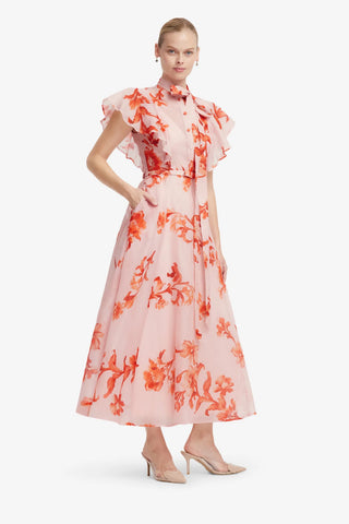 Elsie Flutter Sleeve Midi Dress - Magnolia Print