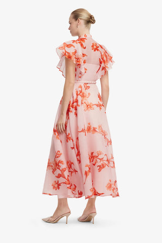 Elsie Flutter Sleeve Midi Dress - Magnolia Print