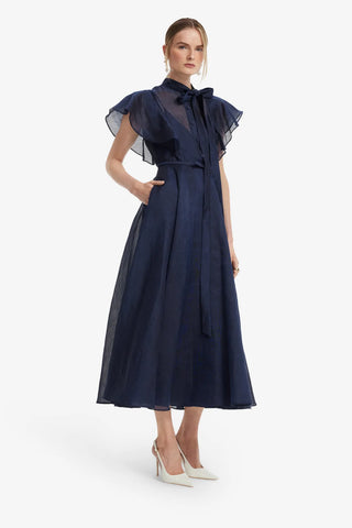 Elsie Flutter Sleeve Midi Dress - Midnight