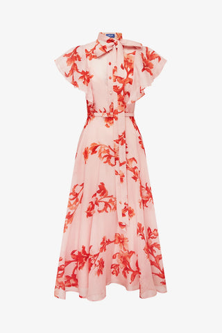 Elsie Flutter Sleeve Midi Dress - Magnolia Print