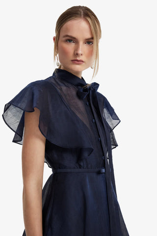 Elsie Flutter Sleeve Midi Dress - Midnight