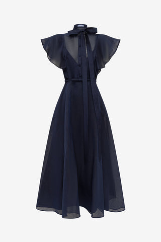 Elsie Flutter Sleeve Midi Dress - Midnight