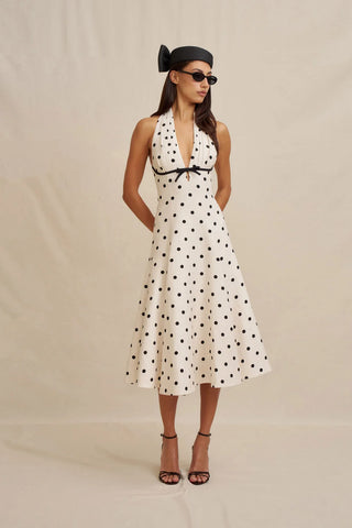 Florentina Polka Dress - Oat Black