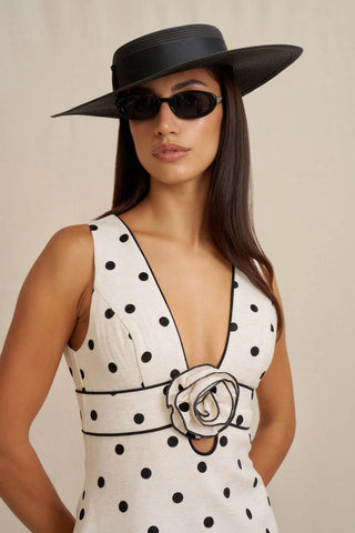 Florentina Polka Mini Dress - Oat Black