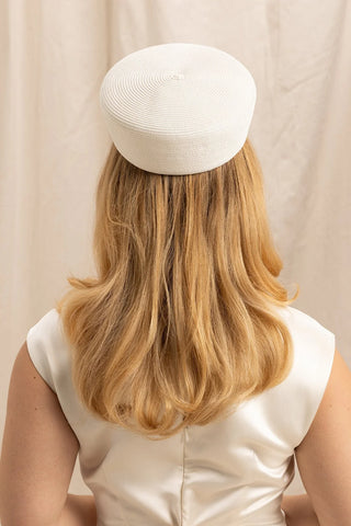 Gillian Pillbox Hat - Ivory White