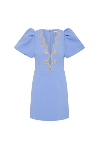 Harlynn Puff Sleeve Mini Dress - Powder Blue