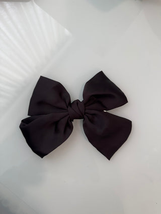 Satin Bow Hair Clip - Black
