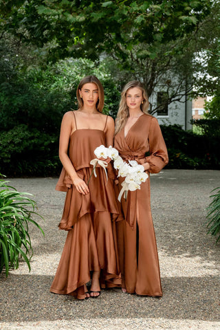 Kai Long Sleeve Maxi Dress - Toffee Brown