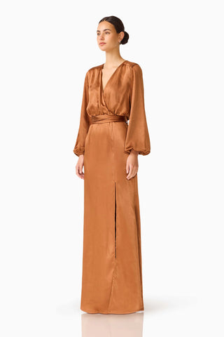 Kai Long Sleeve Maxi Dress - Toffee Brown