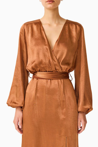 Kai Long Sleeve Maxi Dress - Toffee Brown