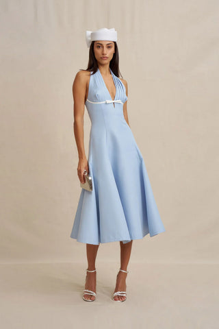 Lilian Halter Midi Dress - Blue Ivory
