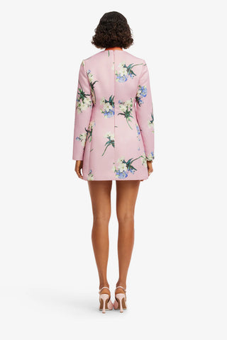 Aliza Long Sleeve Mini Dress - Bouquet Print in Pastel Pink
