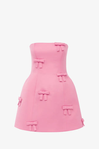 Roselle Bow Mini Dress - Fuchsia