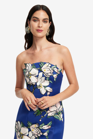 Zaria Appliqué Floral Bustier Mini Dress - Midnight Blue