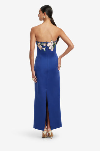 Ava Appliqué Floral Bustier Maxi Dress - Midnight Magnolia Print