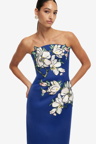 Ava Appliqué Floral Bustier Maxi Dress - Midnight Magnolia Print