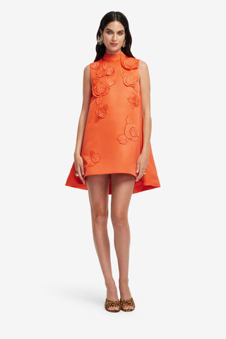 Fallon Appliqué Floral Mini Dress - Saffron