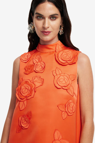 Fallon Appliqué Floral Mini Dress - Saffron