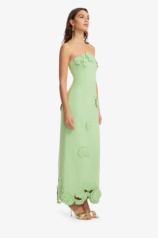 Rayna Appliqué Bustier Maxi Dress - Juniper green