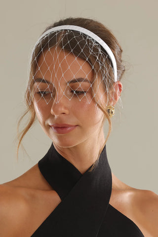 Lucia Veil Headband - White