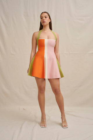 Melon Knit Dress - Multi Green Pink Red