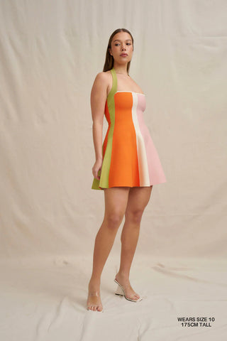 Melon Knit Dress - Multi Green Pink Red