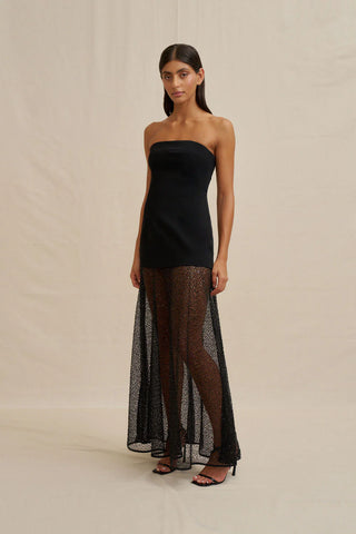 Noir Lace Strapless Dress