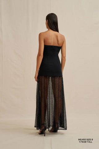 Noir Lace Strapless Dress