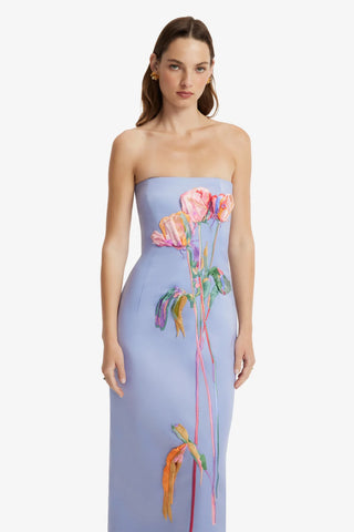 Rayna Embroidered Bustier Maxi Dress - Rose in Periwinkle