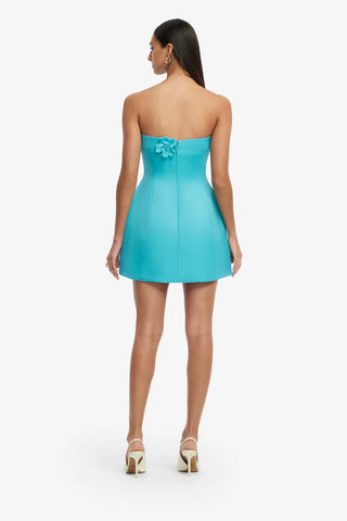 Rosario Petal Bustier Mini Dress - Aqua