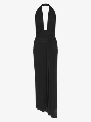 Cassie Drape Maxi Dress - Black
