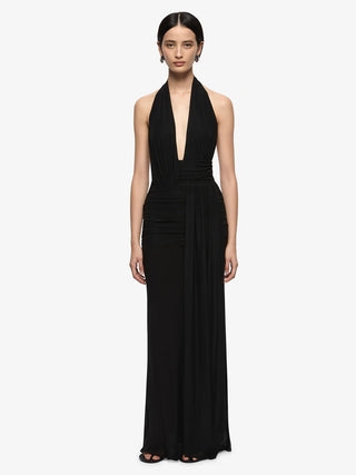 Cassie Drape Maxi Dress - Black