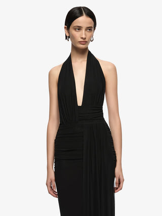 Cassie Drape Maxi Dress - Black