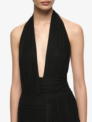 Cassie Drape Maxi Dress - Black